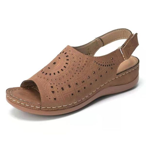 

sandals large size casual 2021 fish mouth hollow waterproof platform low-solid color women's, Black