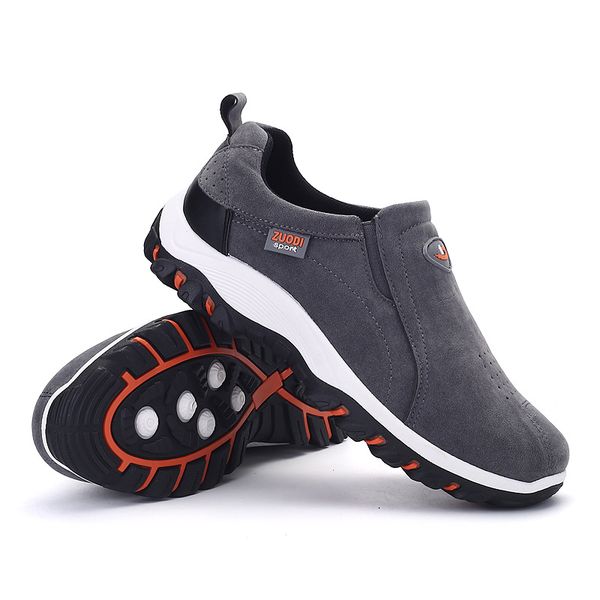 

summer leather men hiking shoes tourist trekking sneakers mountain climbing sneakers trail jogging outdoor shoes for men, Black