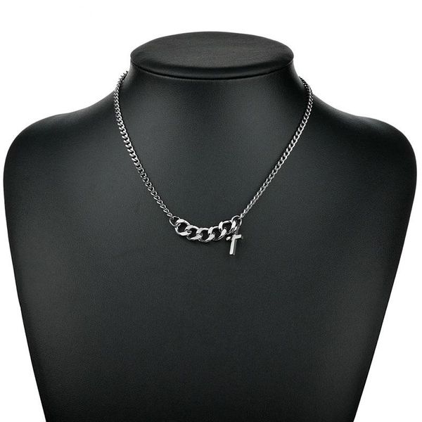 

chains titanium steel cross sweater chain women's retro short necklace, Silver