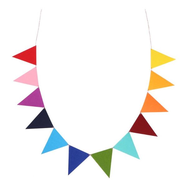 

table cloth 12pcs colorful banner hanging triangle flag felt with rope and pin