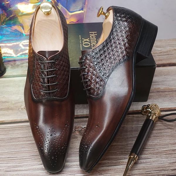 

dress shoes men's oxford brogues black coffee formal men pointed toe lace up office wedding leather