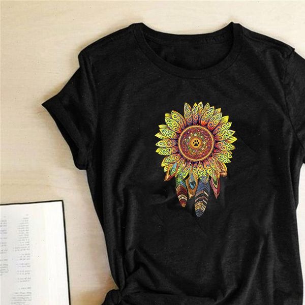 

vintage women t shirt sunflower printed short sleeve summer t shirt women harajuku graphic tees shirt femme camiseta mujer 2021, White