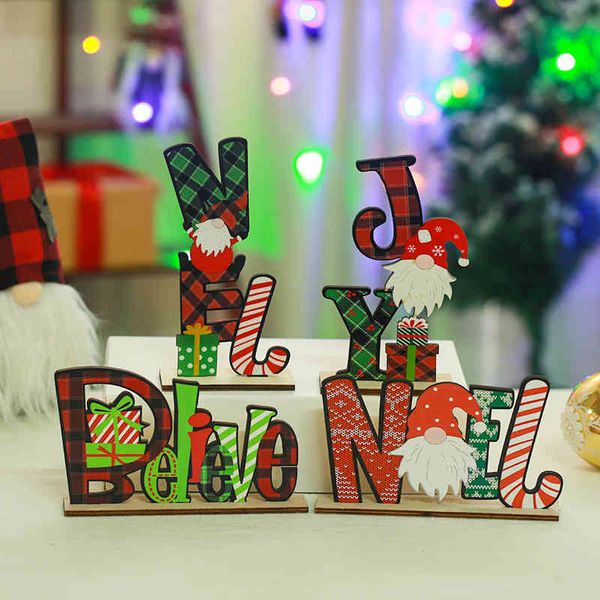 

christmas new decoration wood english rudolph decoration punk table