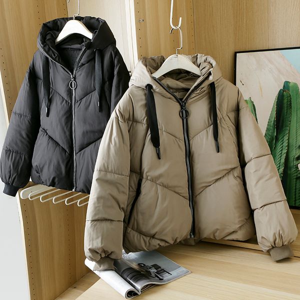 

2021 new winter woman hooded parkas jacket cotton padded jackets large size coat thick warm casual women's parka outwear t4qy, Black