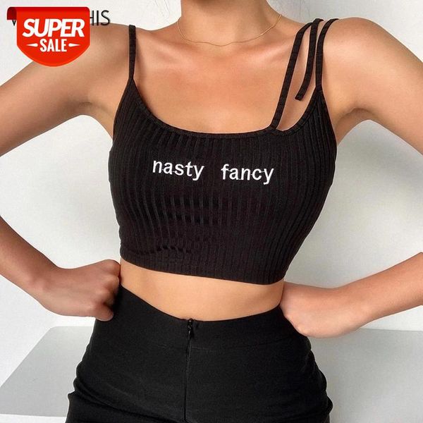 

wannathis front print camisole sleeveless o-neck crop women backless slim elastic summer vacation tank cropped women #ei31, White