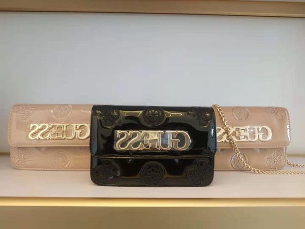 

gues & s female pu chain small square zipper women's large letter lock bag