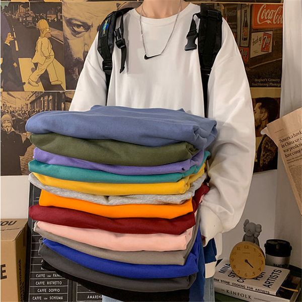 

2021 new primavera outono hoodies moletom masculino algodo harajuku cor slida hip hop streetwear homem com capuz roupas casuais pulver ck3j, Black