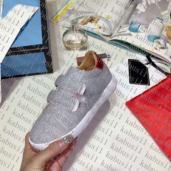 

luxury comfort brand silver grey velcro kids casual sneakers eu 24-35, Black;red