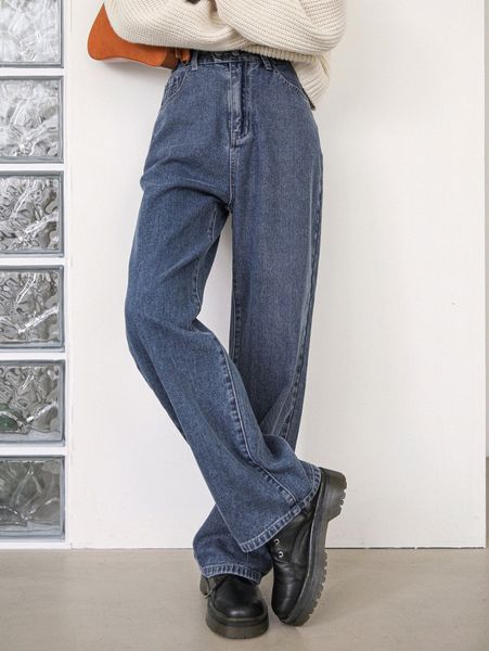 

dazy high waist wide leg jeans e21q#, Blue