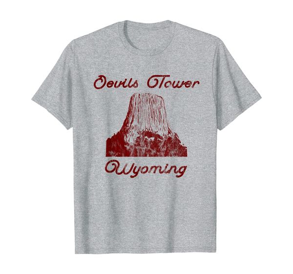 

devils tower wyoming national monument retro vintage t-shirt, White;black