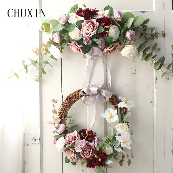 

decorative flowers & wreaths artificial rose berry wreath door lintel flower diy wedding home living room party pendant wall decor christmas