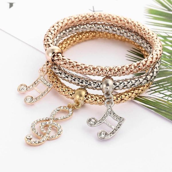 

2021 women 3pcs/set gold silver rose gold key lock bracelets set rhinestone bangle bracelets for women, Black