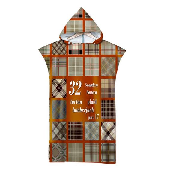 

towel lumberjack halloween square check pattern fashion digital printed beach hooded bath microfiber