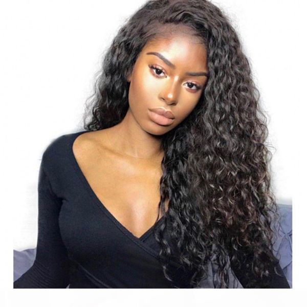 

peruvian curly full lace human hair wigs for women bleached knots lace front wig with baby hair, Black;brown