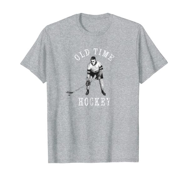 

hockey retro vintage old time hockey player t-shirt, White;black