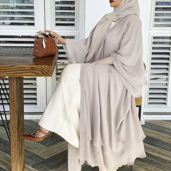

ethnic clothing women's long muslim dress thin cardigan robes sleeve sun protection female muslin solid color plus siz, Red