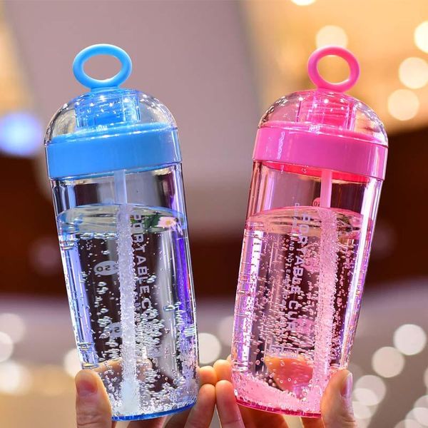 

water bottles shaker portable motion bottle bpa plastic for sports camping hiking 380ml scrub with straw