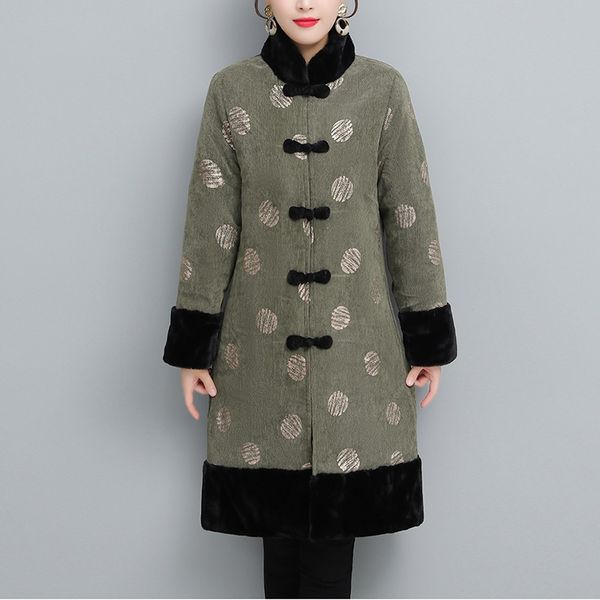 

winter long coat women thick warm long jackets vintage coats outwear new year chinese style clothing women coat female 11723, Red