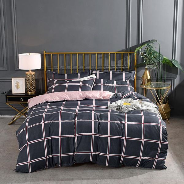 

bedding sets plaid bedroom duvet cover 4 piece set nordic simple single double bed large household