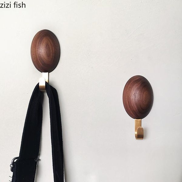 

towel racks simple walnut wood wall hooks home clothing storage tools punch-brass hook coat rack room backdrop decoration decor