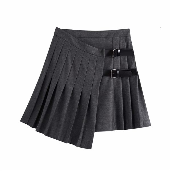 

2021 new streetwear saias plissadas moda senhoras boto de couro do vintage feminino elegante mini meninas saia chique ldcs, Black