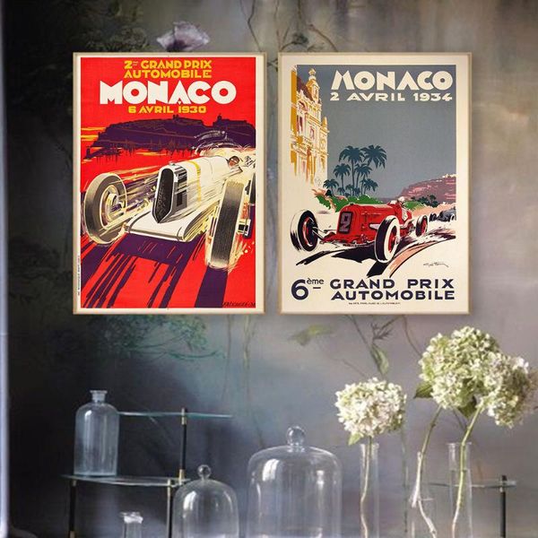 

paintings vintage monaco race poster canvas painting wall art nordic posters and prints pictures for living room decoration frameless