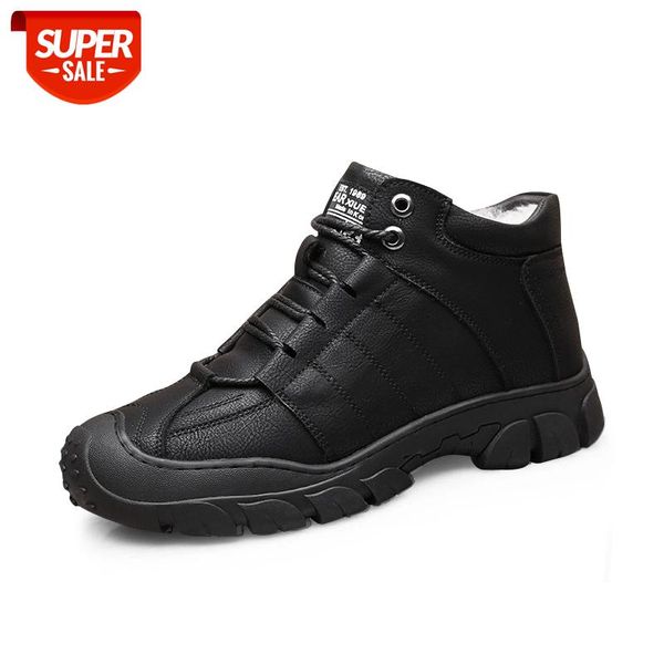 

YWEEN Men Boots Winter Thick Keep Warm Wool Fur Shoes Leather Designer Sewing Outdoors Ankle Boots for Man #tF3J