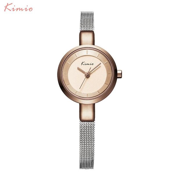 

wristwatches kimio women's bracelet watch stainless steel fine mesh quartz watches women ladies dress wristwatch with gift box reloje m, Slivery;brown
