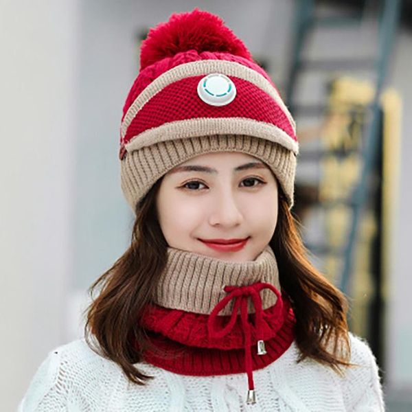

beanie/skull caps women's knitted hat scarf neck warmer winter for ladies girls warm fleece, Blue;gray