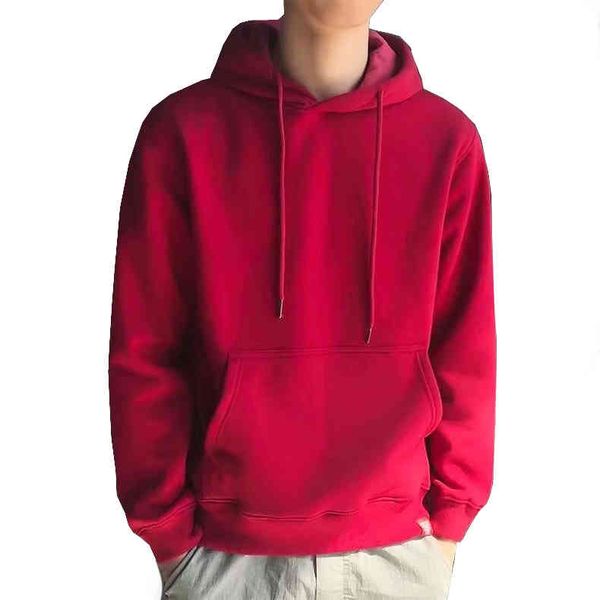 

custom made new fashion men autumn winter hooded street long sleeve loose solid color casual white hoodies, Black