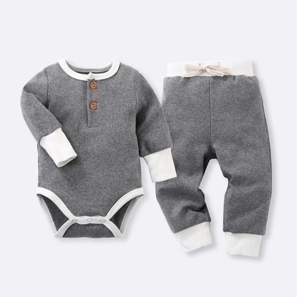 

clothing sets born infant baby boys girls clothes autumn winter body suits+pant outfits casual pajamas cotton sleepwear suits rib1, White