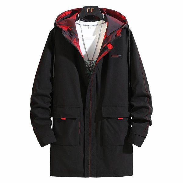 

men's jackets large size jacket long windbreaker coat men hooded overcoat male outwear black casual loose comfort, Black;brown