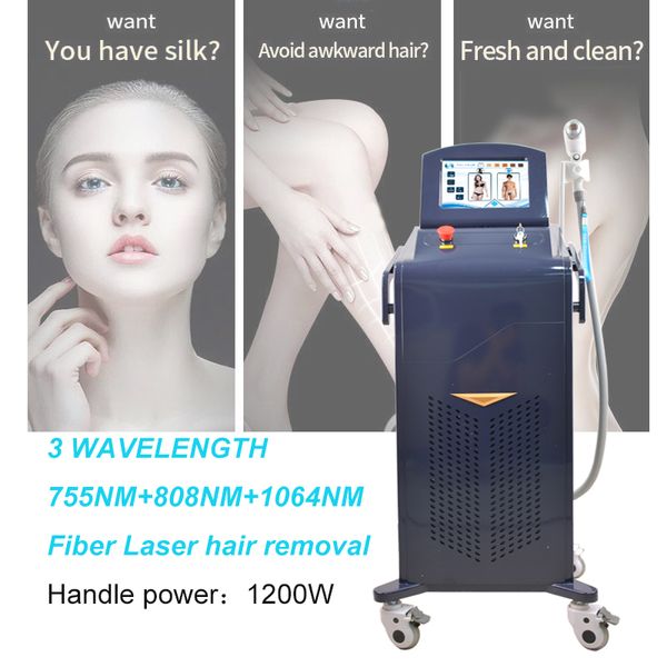 Sistema de depilação do cabelo do laser do diodo de 755nm 1064nm do dispositivo de depilação do gelo 808nm com tecnologia do clusteres do trio