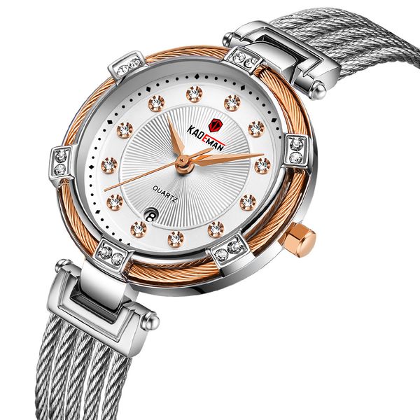 

watch kademan 840 casual women's calendar waterproof quartz, Slivery;brown