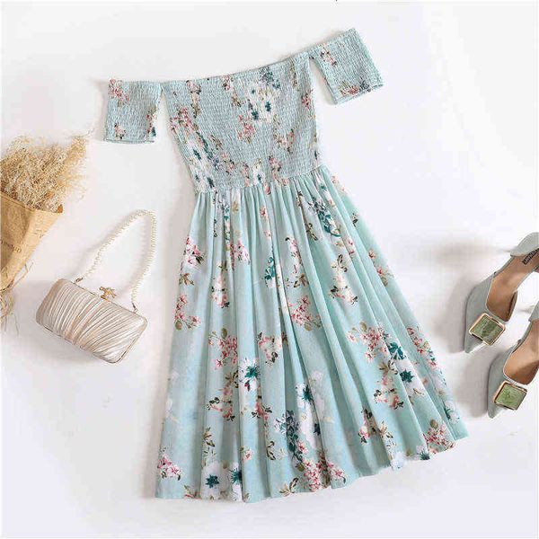 

casual dresses chiidodo short sleeve print pleated one line sweet 520, Black;gray
