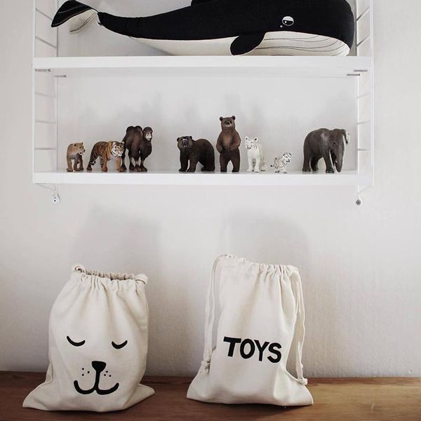 

storage bags cartoon canvas ears drawstring backpack children room organizer for toy and baby clothes hanging laundry bag