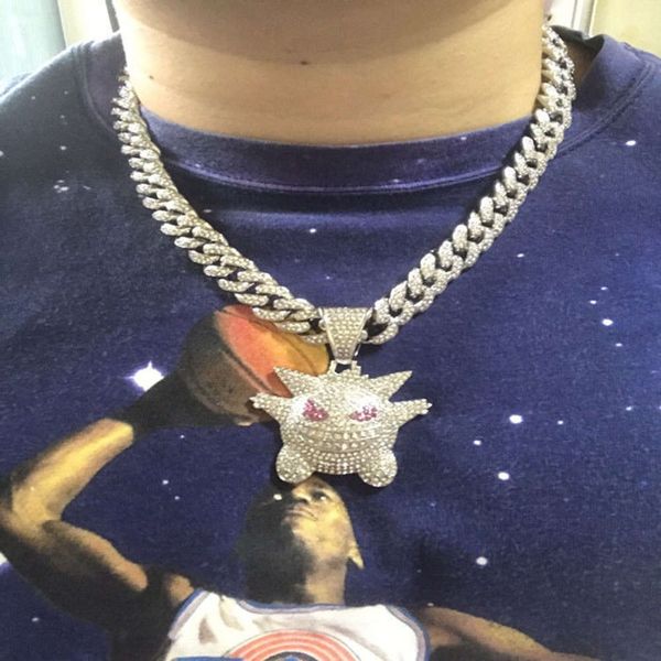 

necklace men's fashion rap stars with magic baby geng ghost hip hop, Black