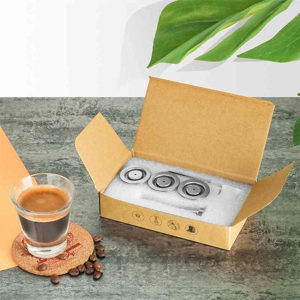 iCafilas umweltfreundliche Verpackung, wiederverwendbare Kaffeekapsel für nachfüllbare Nespresso-Kapselkapsel, Espresso-Crema-Maschine 210712