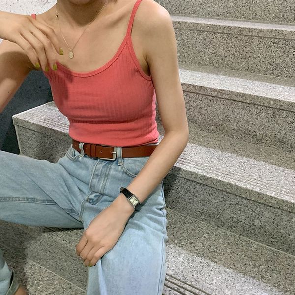 

2021 new 5colors korean style camisole women tank female summer sleeveless crop womens (x338) 7vtj, White
