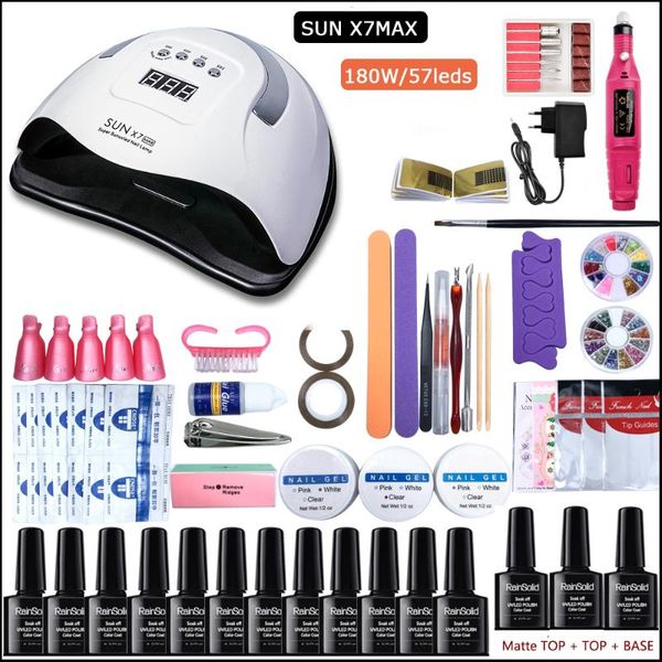 

nail art kits rainsolid uv/led lamp gel polish manicure 7.5ml soak off base coat electric drill tool