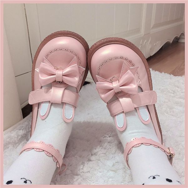 

bowknot kawaii pinky toe round platform female bottom jk uniform lolita japanese girls harujuku shoes loli b8c7, Black