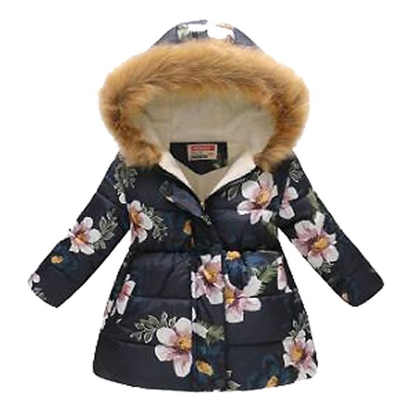 Crianças desgaste meninas de inverno meninos com capuz mais veludo quente jaqueta de algodão espessamento de impressão 3-10 idade criança roupa de qualidade 211027