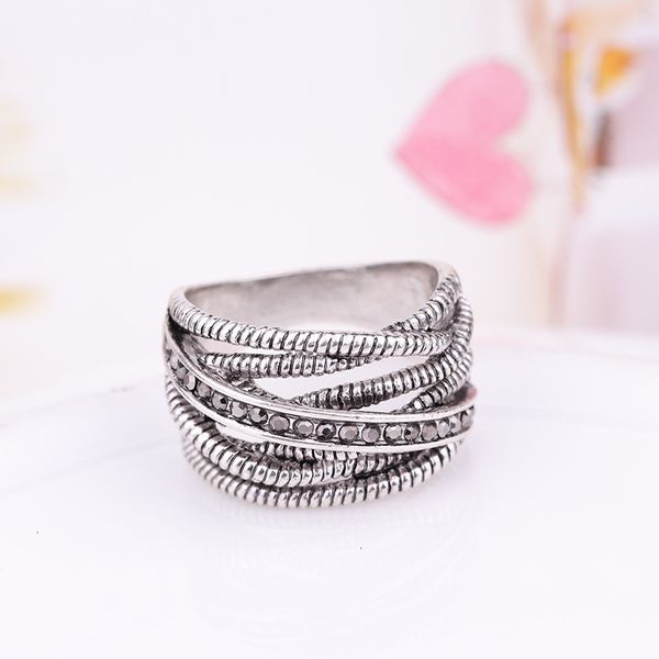 

wholesale 925 silver simple diamond ladies retro ring fit pandora cubic anniversary jewelry for women christmas gif