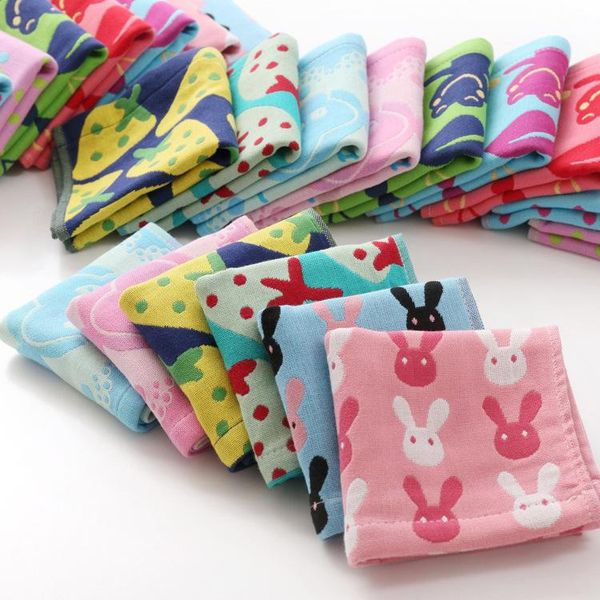 

towel child's pure cotton jacquard three layer gauze children baby infant cartoon face small tower 26*50 10 pcs/lot