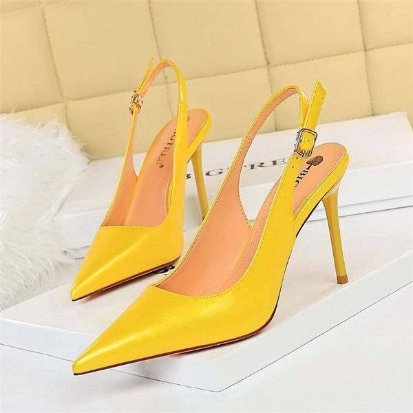 

women 9.5cm high heels gold sandals lady shiny leather stripper slingback sandles wedding bridal party shoes big size 43, Black