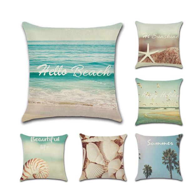 

cushion/decorative pillow beach linen sofa decorative landscape cushion cover 45*45cm