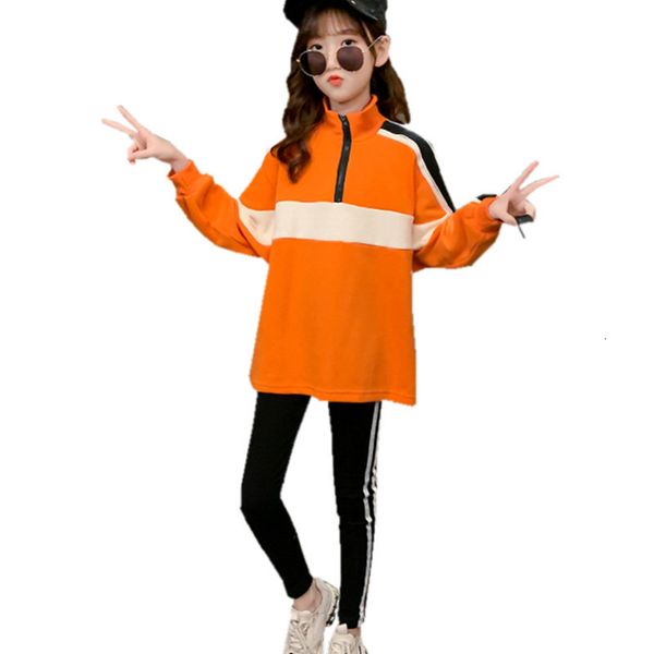 

2021 teenage fall sweatershirt for girls new loose clothes + casual leggings kids practice 10-12y wn8b, White