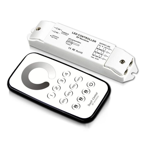 

multi zone t6+r3m single color led controller with touch rf wireless remote controller for led strip light,dc12v-24v