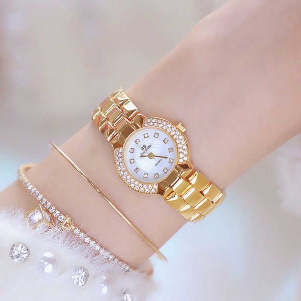 Frau beobachtet berühmte Marke Fashion Diamond Quartz Uhren Frauen Gold weibliche Handgelenk Edelstahl Reloj Mujer 210527