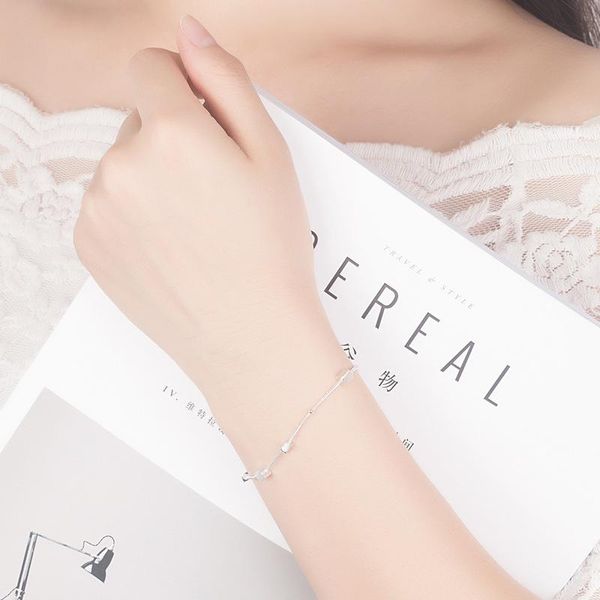 

charm bracelets sterling silver layers square beads for women elegant box chain bracelet birthday party gift, Golden;silver